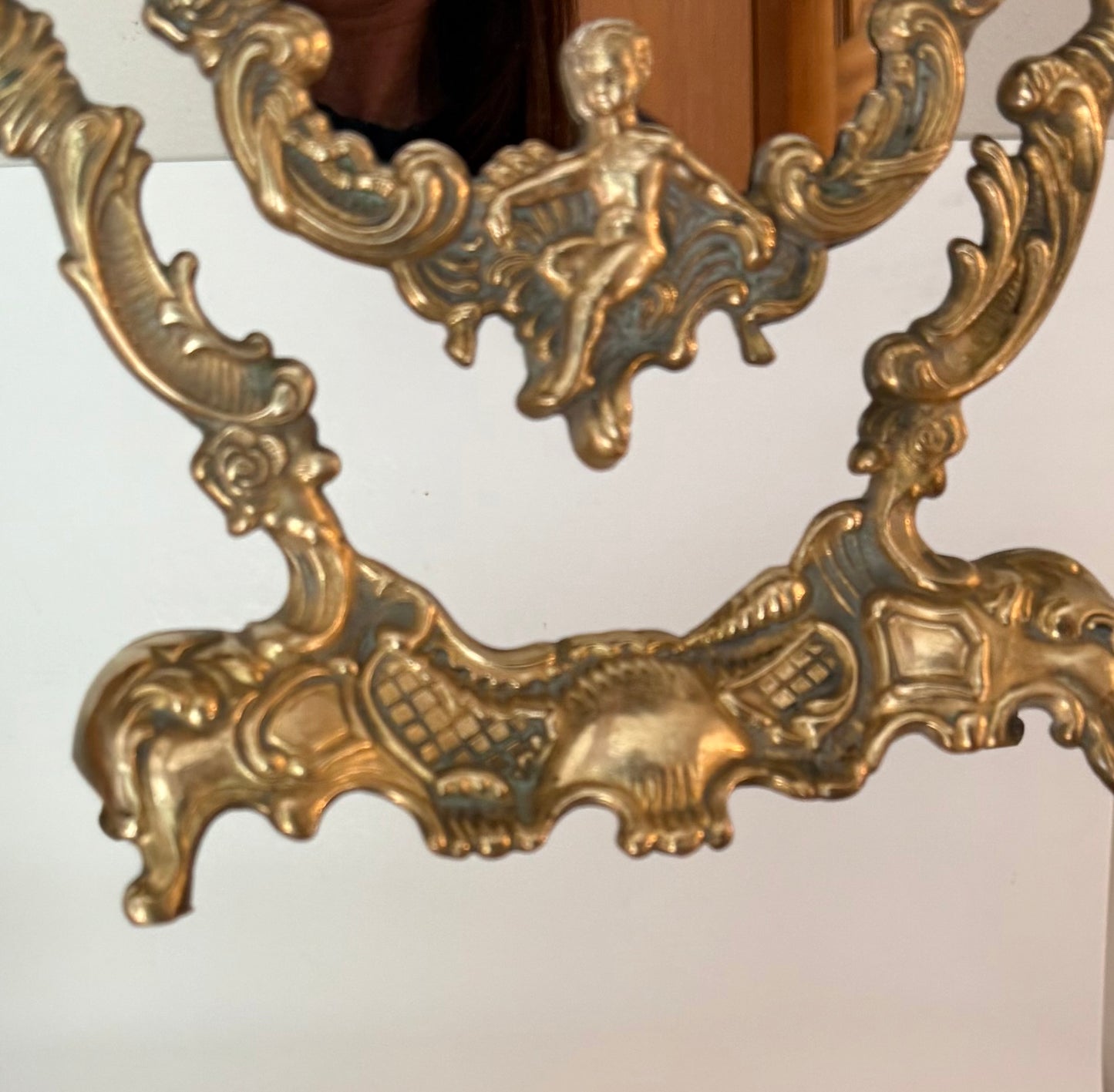 Antique French Bronze Vanity Mirror, 13"H | Sourced in Versailles