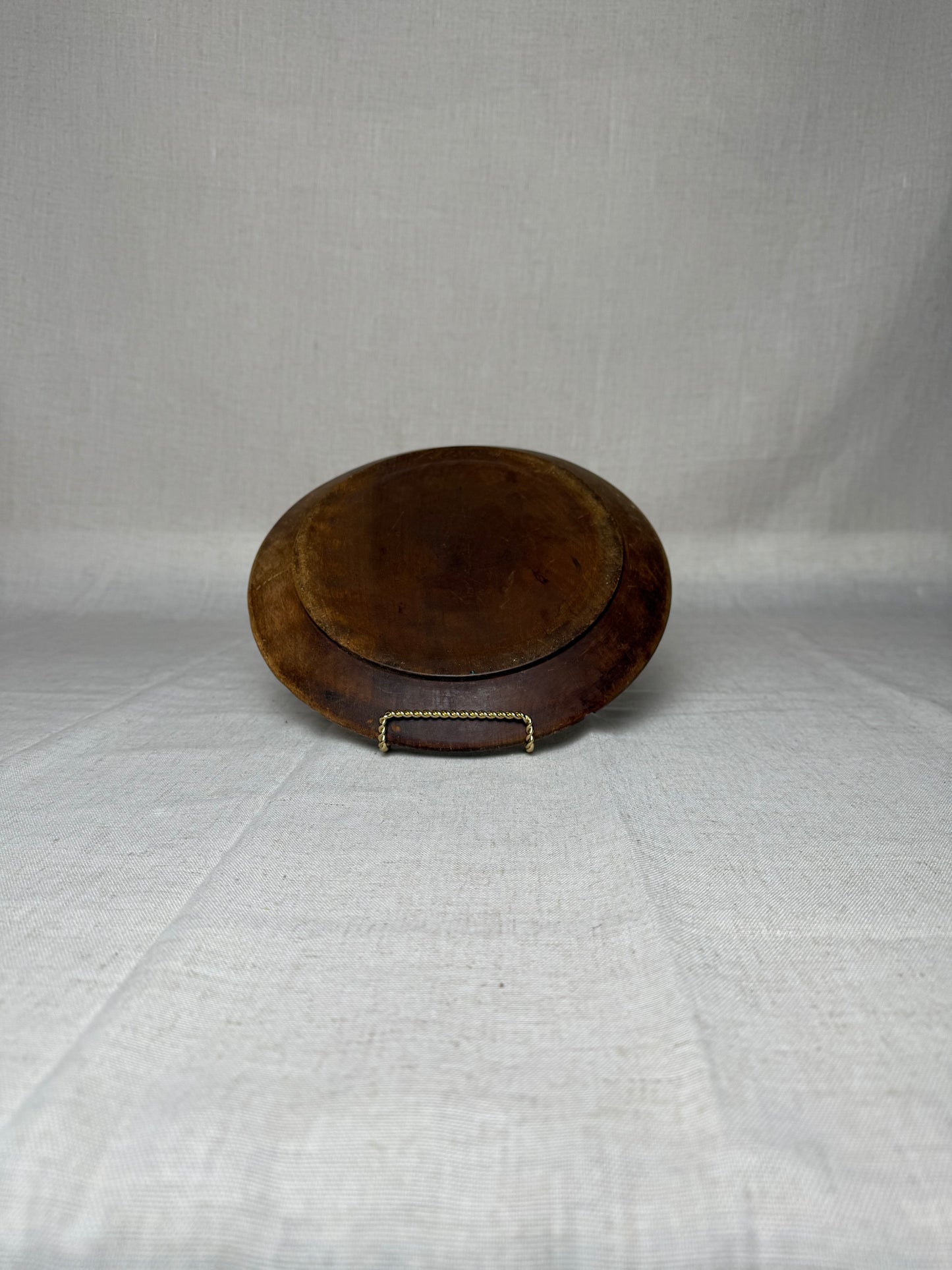 Antique European Black Forest Carved Wooden Plate (Wheat Motif), 9.5”