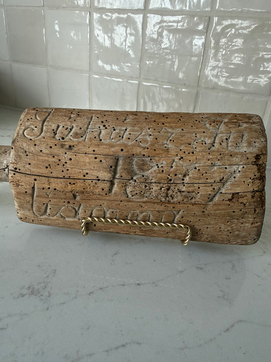 Antique Engraved French Laundry Paddle, 13"L x 4"W (1877 & 1902)