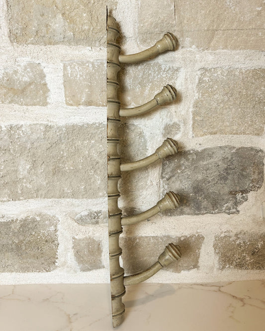 Antique French Vertical Cream Bamboo Peg Rack