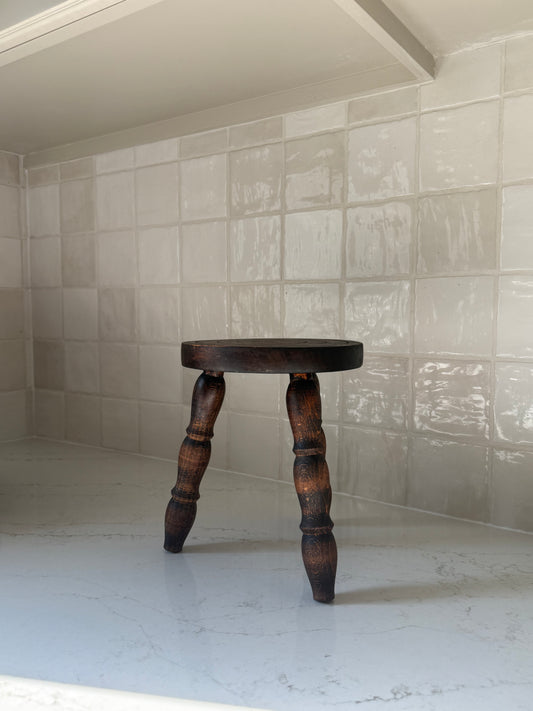 Antique French Bobbin Stool, 9″ H × 7½″