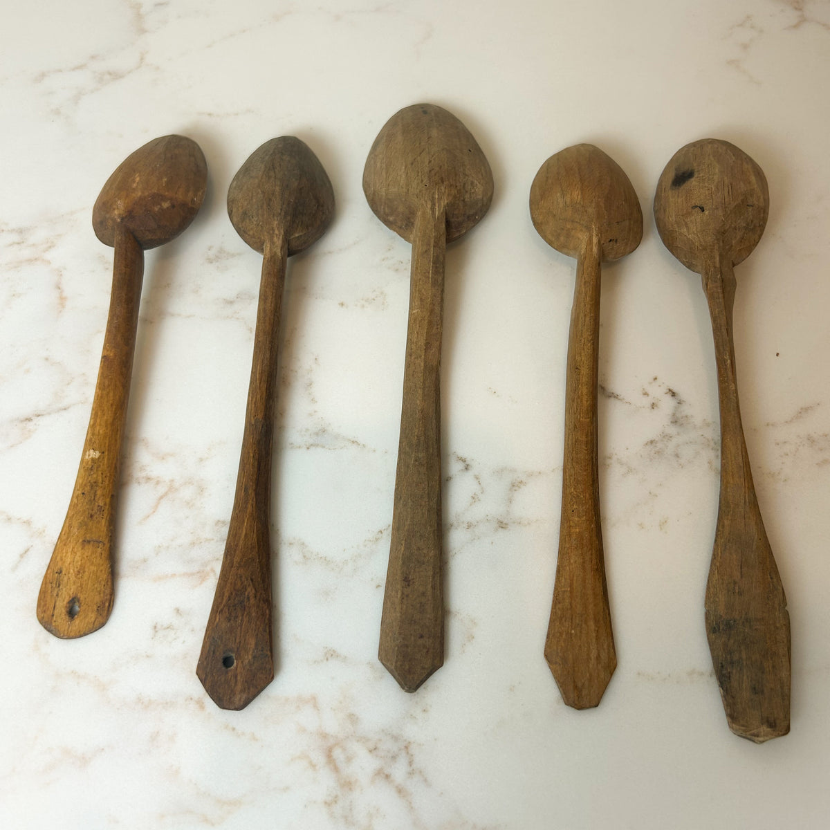 Antique Hand Carved Wooden Spoons