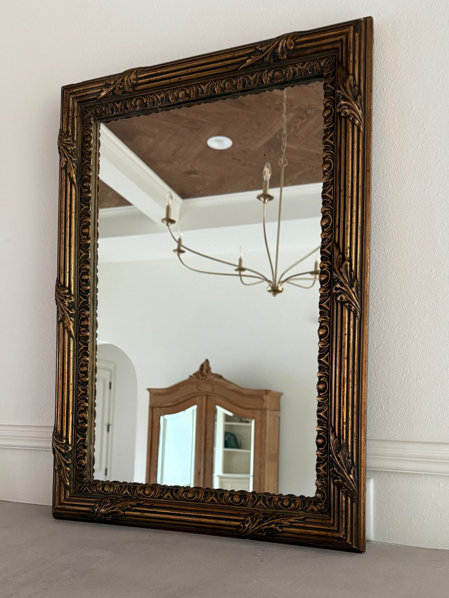 Antique Louis XVI Neoclassical French Gold Guilt Frame Mirror, 24 x 16 1/4" | Sourced in Apt France