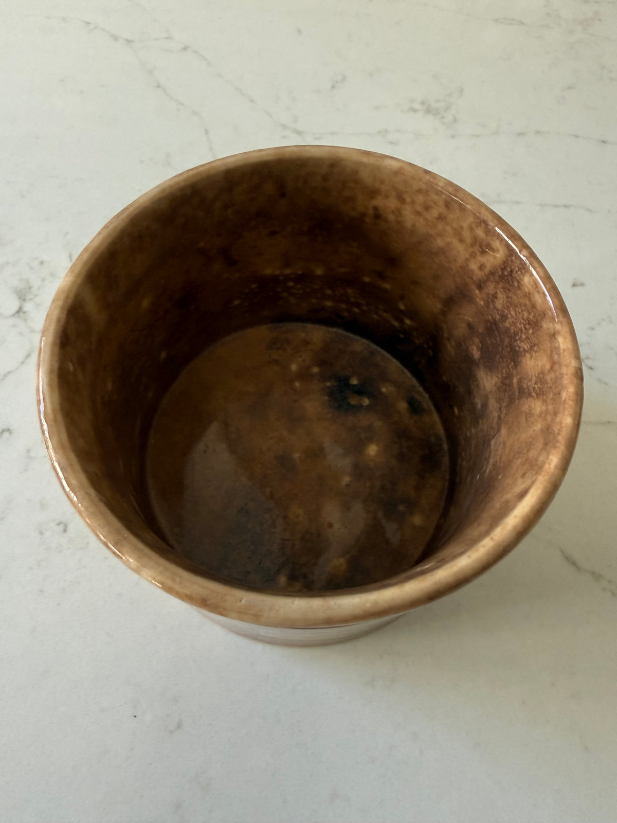 Heavily Stained Creil & Montereau Confiture Pot, 3"h x 4"D