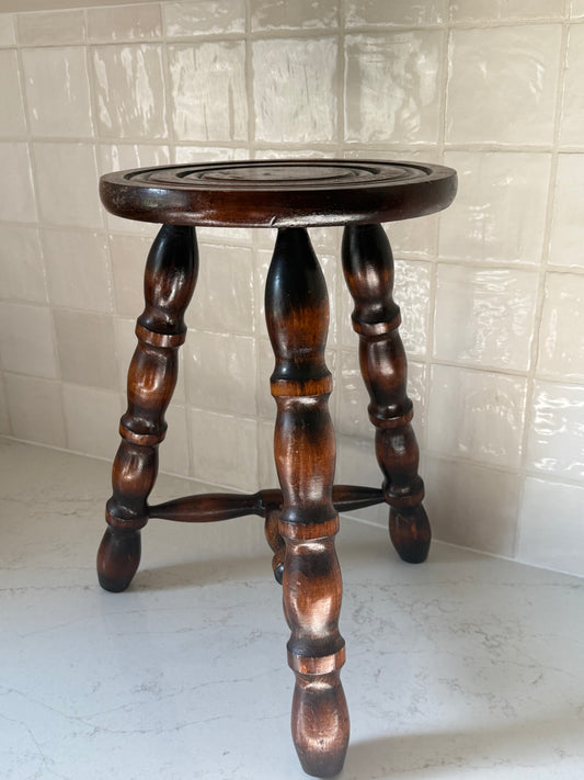Antique French Bobbin Stool, 16″ H × 10¼″