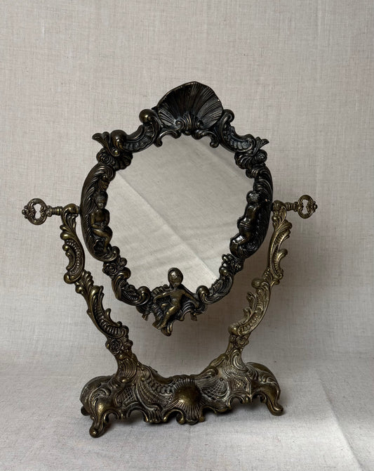 Antique French Bronze Vanity Mirror, 13"H | Sourced in Versailles