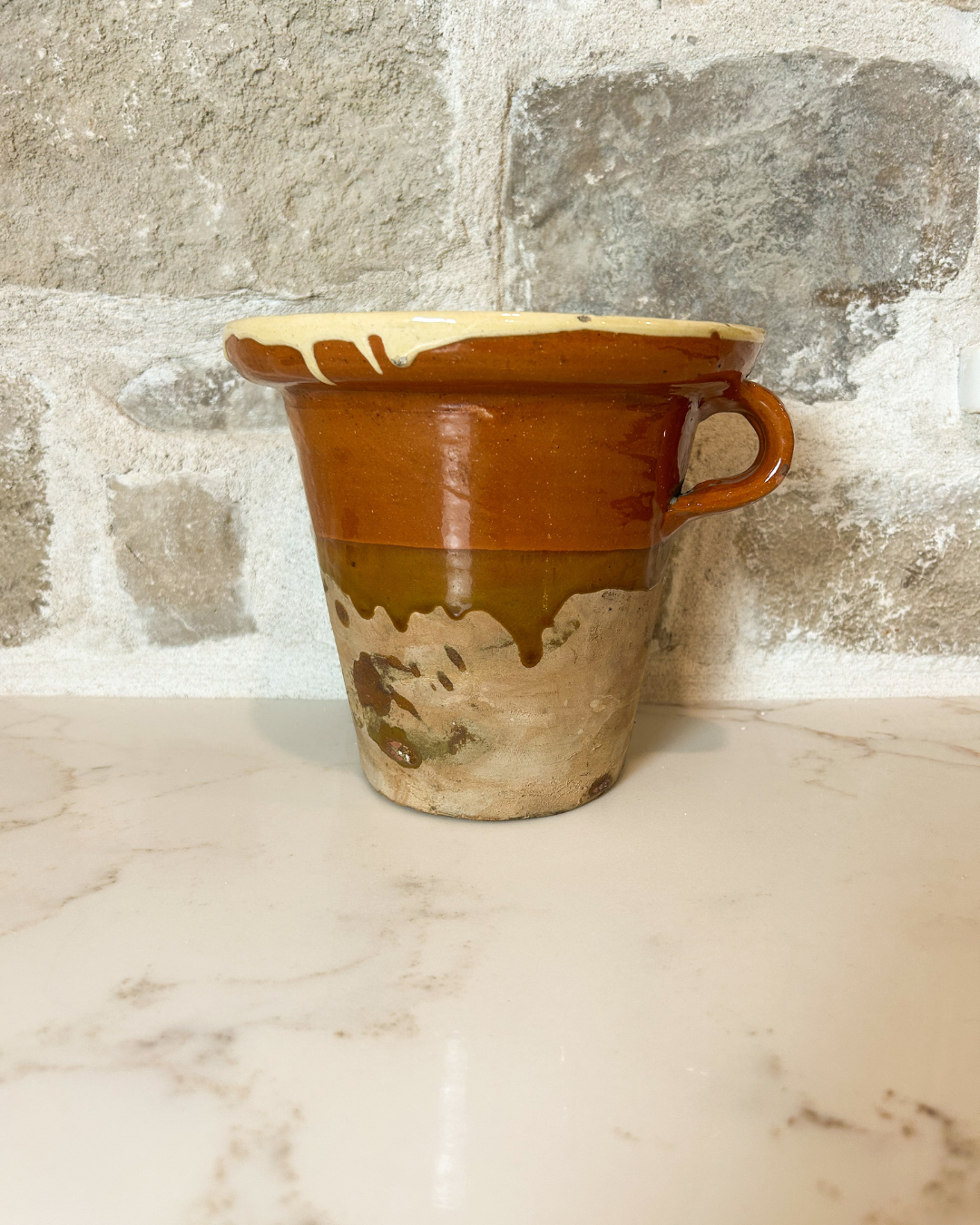 Antique French Top Hat Sardine Pot with Drippy Glaze