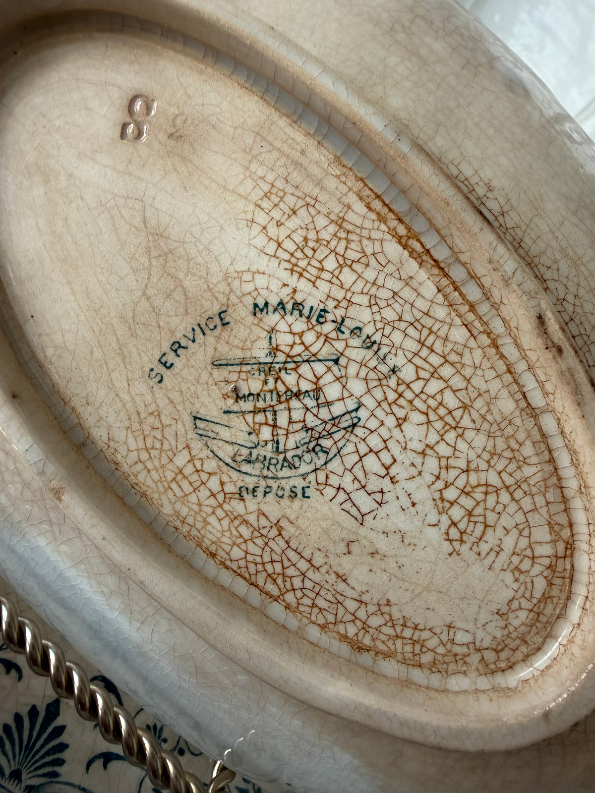 Antique French Creil et Montereau "Bruxelles" Ravier, 9 1/2"L x 5 1/2" W
