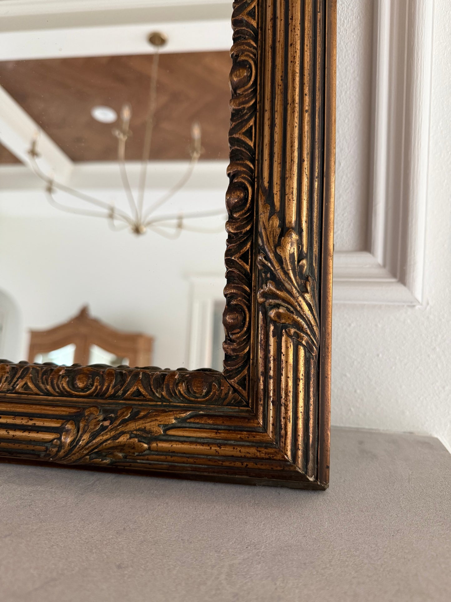 Antique Louis XVI Neoclassical French Gold Guilt Frame Mirror, 24 x 16 1/4" | Sourced in Apt France