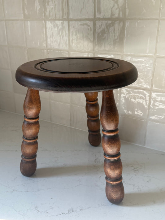 Antique French Bobbin Stool, 12″ H × 11½″