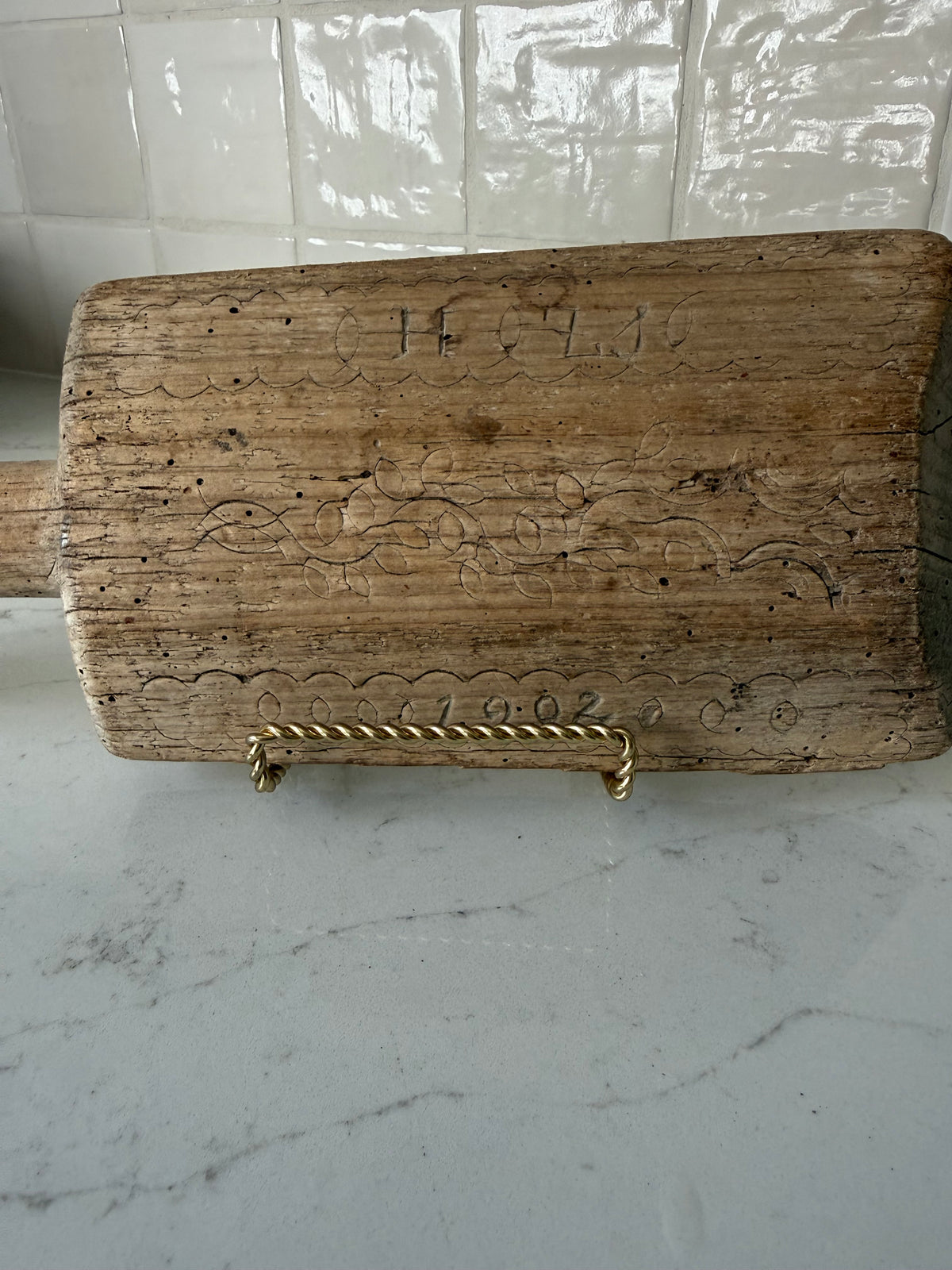 Antique Engraved French Laundry Paddle, 13"L x 4"W (1877 & 1902)