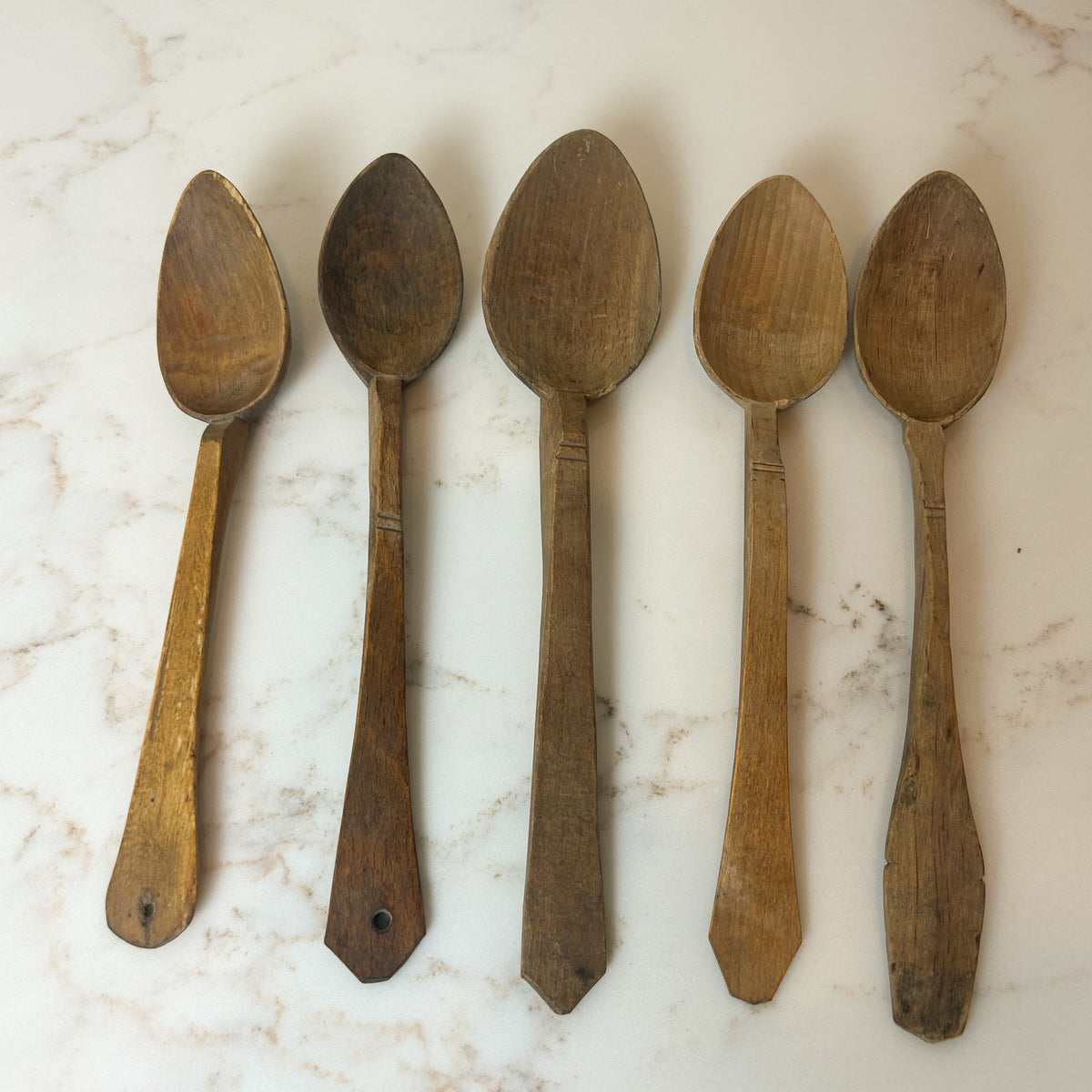 Antique Hand Carved Wooden Spoons