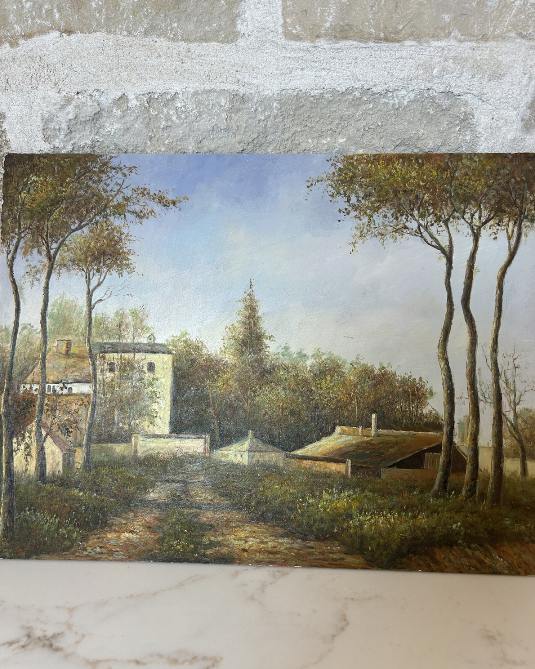 Vintage French Oil Painting on Board  Pastoral Landscape | 12”H x 16”W | Unframed, Unsigned
