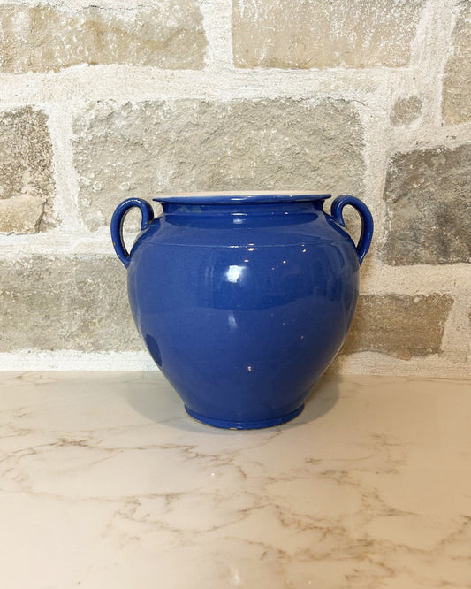 Antique French Blue Tolosane Pot, 9"H x 9 1/2"W | Provence