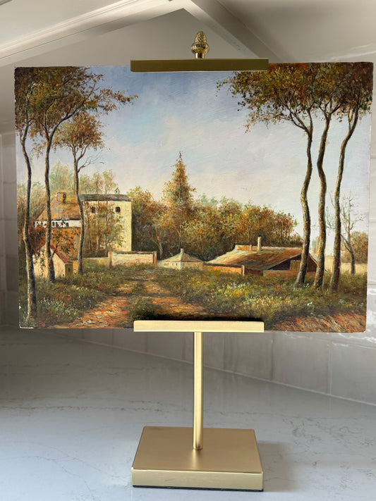 Vintage French Oil Painting on Board  Pastoral Landscape | 12”H x 16”W | Provence