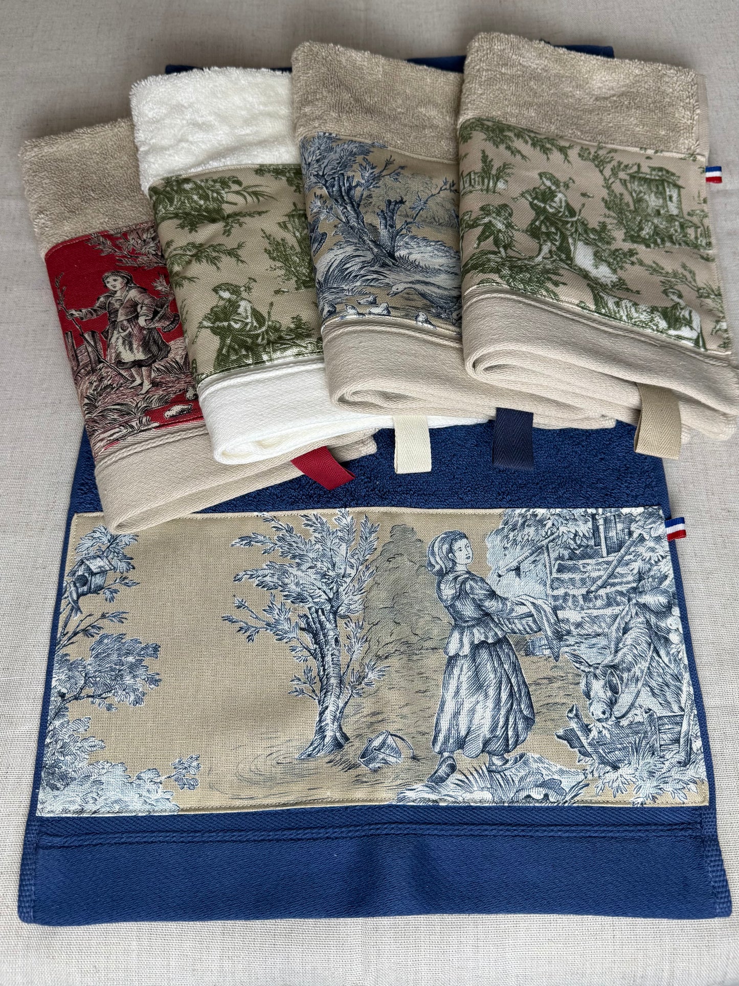 Toile de Jouy Hand Towel, Handmade in France