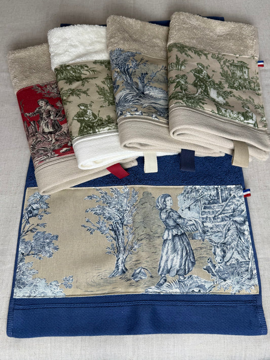 Toile de Jouy Hand Towel, Handmade in France