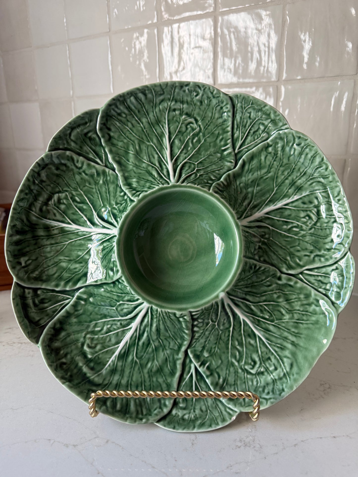 Vintage Bordallo Pinheiro Vegetable/Dip Platter,  12"D