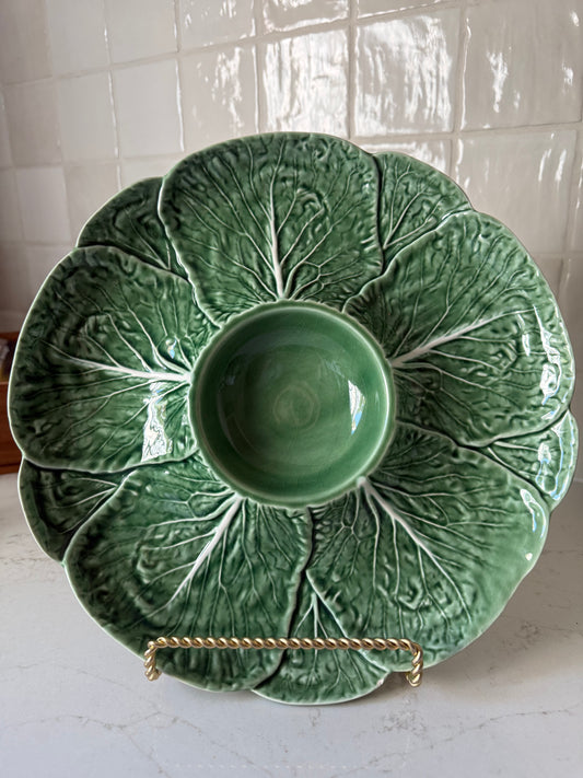 Vintage Bordallo Pinheiro Vegetable/Dip Platter,  12"D